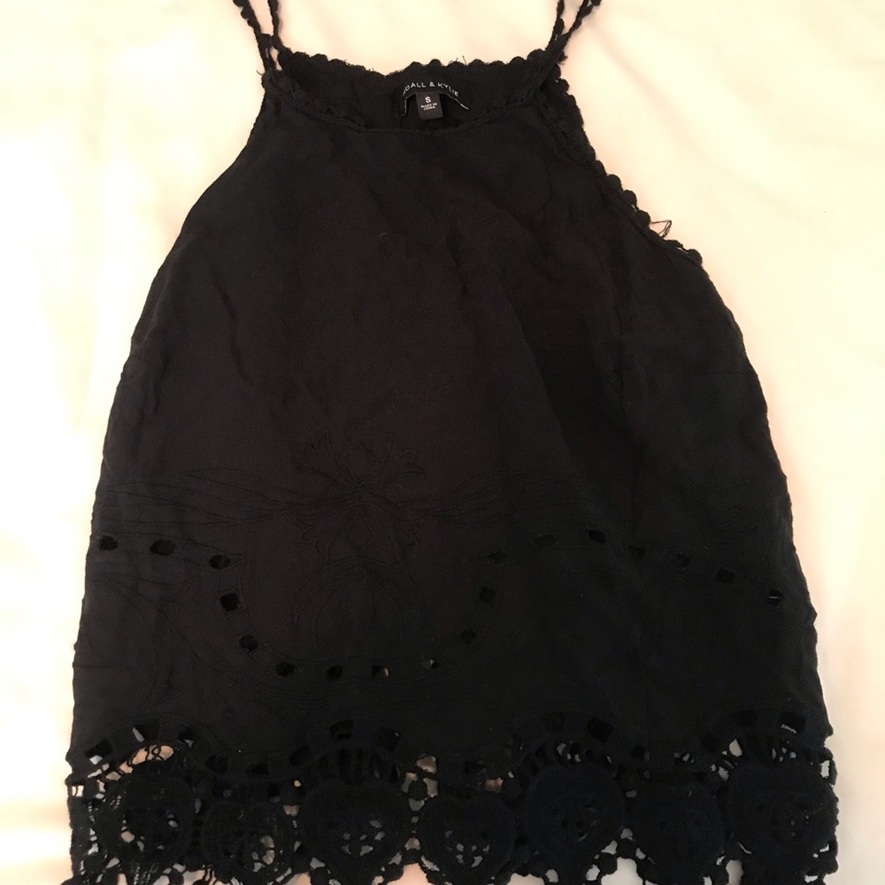 Black lace bottom halter top